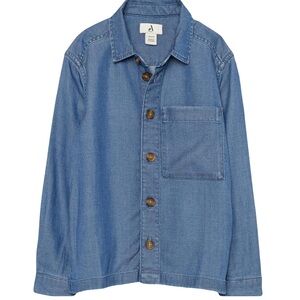 NWT Amazon Essentials Boys Blue Denim Chambray Button Up Shirt Youth Size L 10